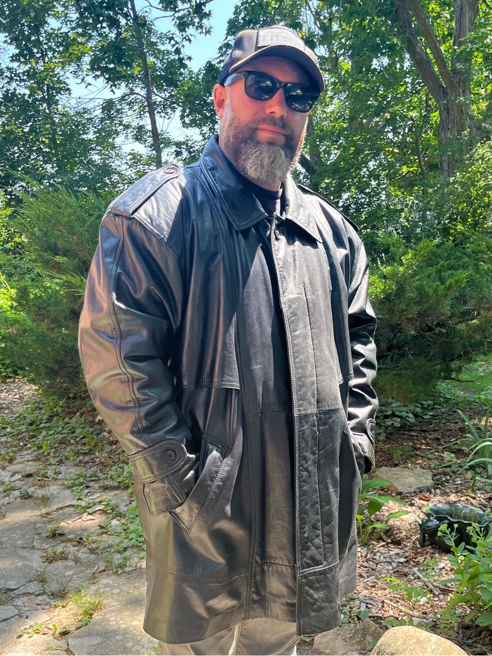Classic Black Leather Trench Overcoat Olde Hide House